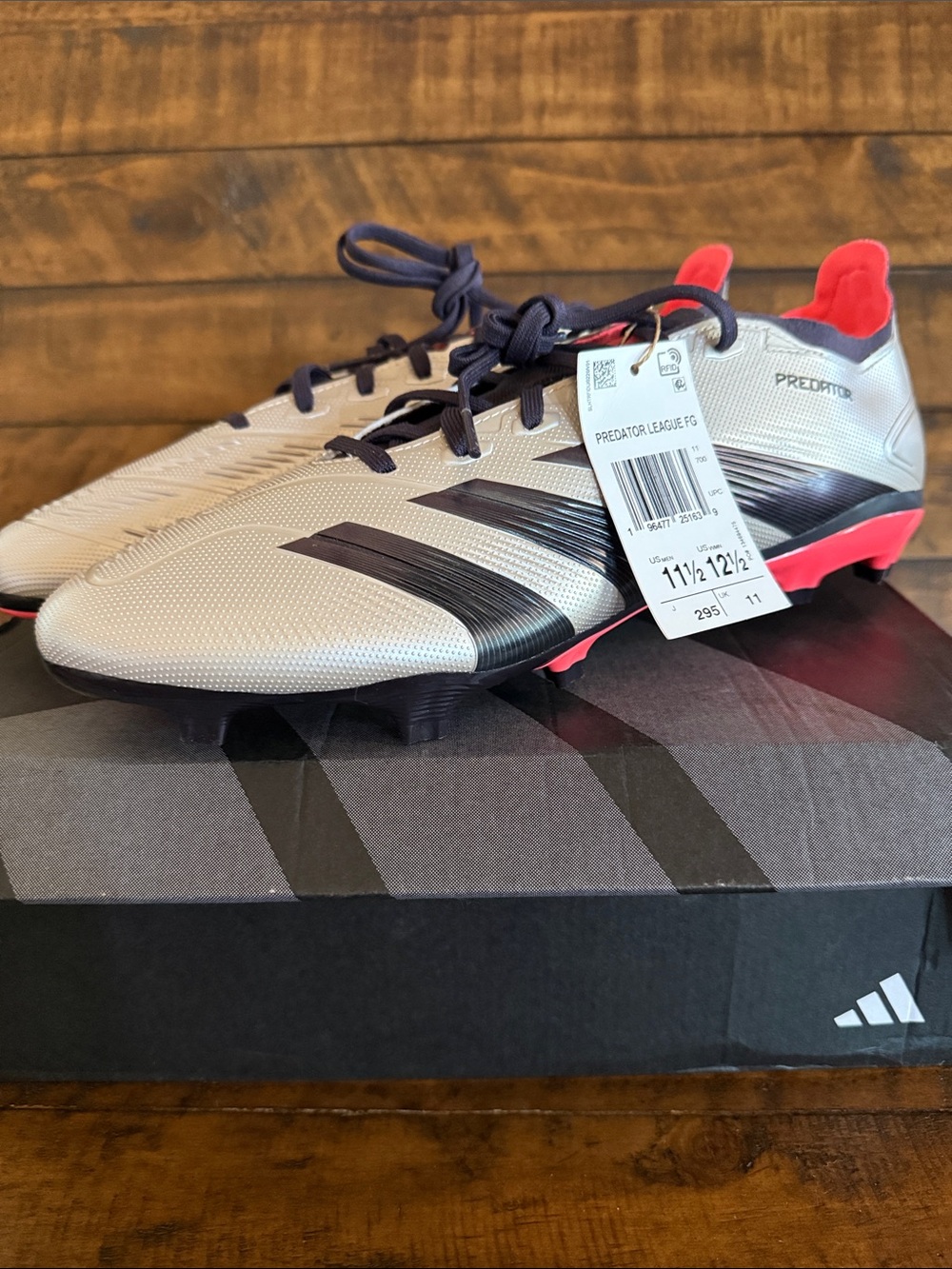 NWT Adidas Predator FG Soccer Cleats (Platinum/Black/Carbon)